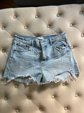 Abercrombie & Fitch Light Blue High-Rise Distressed Denim Cutoff Shorts